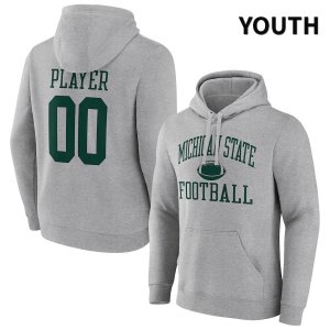 Youth Michigan State Spartans NCAA #00 Custom Gray NIL 2022 Fanatics Branded Gameday Tradition Pullover Football Hoodie PQ32R60BD